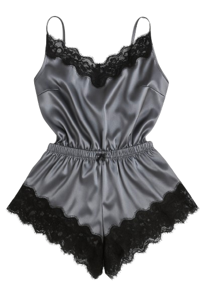 Women’s 2PC Satin Lace Pajama Set – Elegant Camisole & Shorts