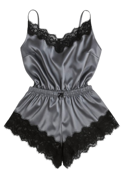 Women’s 2PC Satin Lace Pajama Set – Elegant Camisole & Shorts