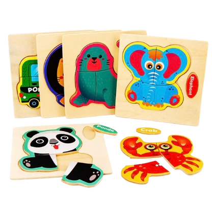 Safe Haven & CO Wooden Toddler Jigsaw Puzzle Set – 2 Pack Learning Puzzles (12–24 Months)