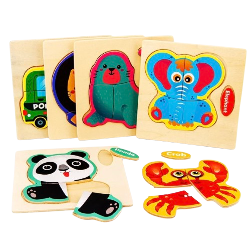 Safe Haven & CO Wooden Toddler Jigsaw Puzzle Set – 2 Pack Learning Puzzles (12–24 Months)