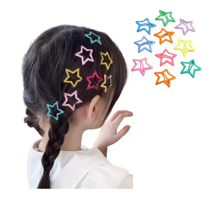 Safe Haven & CO 10-Pack Colorful Star Hair Clips – Fun Styling Accessories