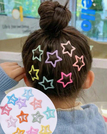Safe Haven & CO 10-Pack Colorful Star Hair Clips – Fun Styling Accessories