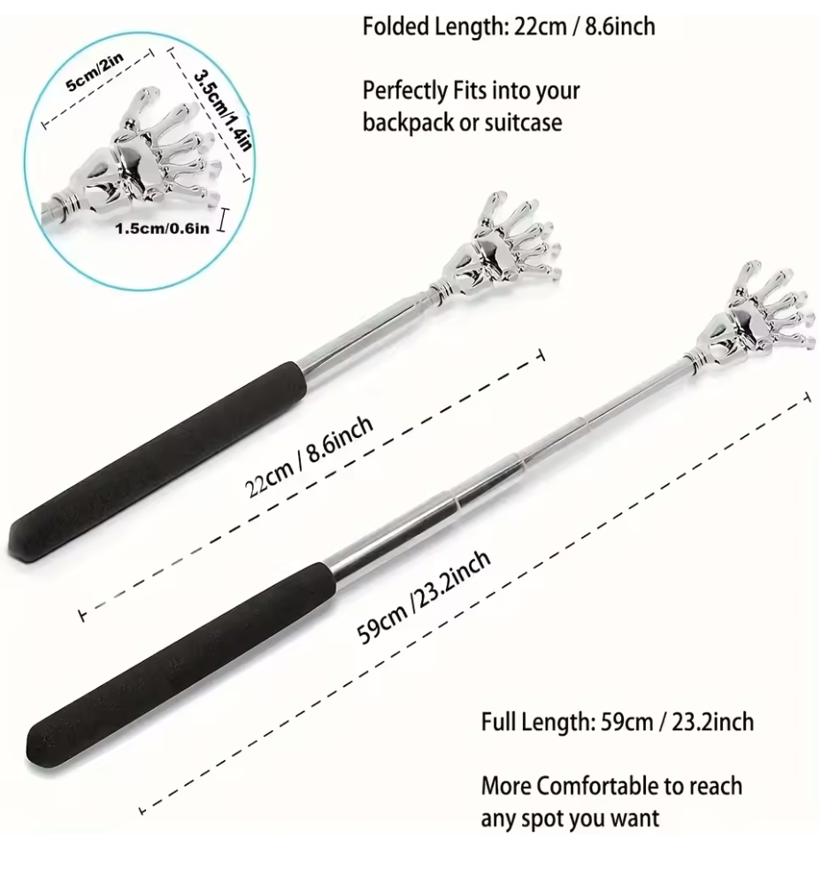 Safe Haven & CO Extendable Back Scratcher – Telescopic Metal Hand