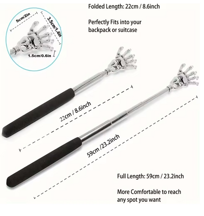 Safe Haven & CO Extendable Back Scratcher – Telescopic Metal Hand