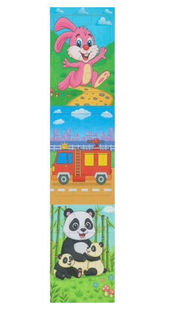 Safe Haven & CO 3-Pack Wooden Toddler Jigsaw Puzzles – Rabbit, Fire Truck & Panda