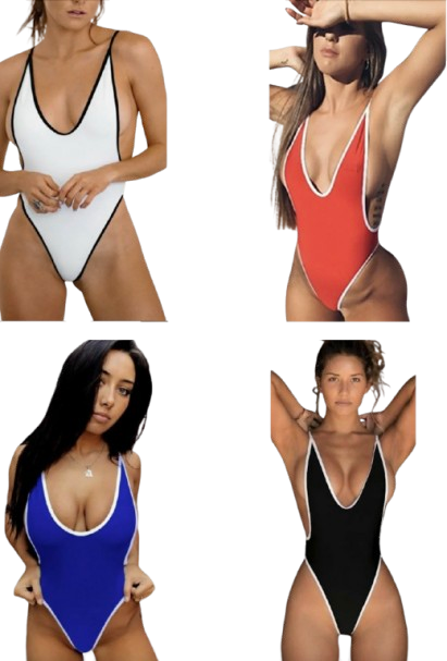 Women’s Solid High-Cut One-Piece Swimsuit – Spaghetti Strap