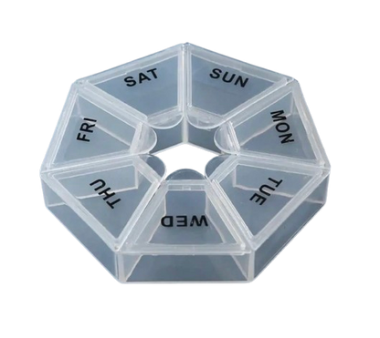 Geometric 7-Day Weekly Pill Organizer – Clear Storage Case