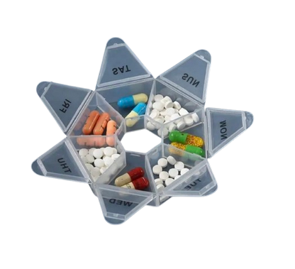 Geometric 7-Day Weekly Pill Organizer – Clear Storage Case