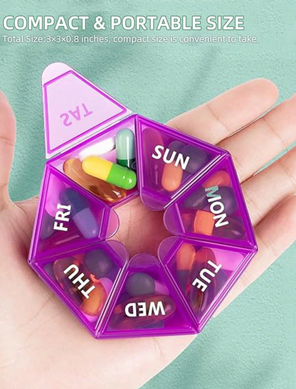 Geometric 7-Day Weekly Pill Organizer – Clear Storage Case