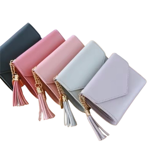 Women’s Faux Leather Wallet with Tassel Charm