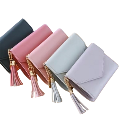 Women’s Faux Leather Wallet with Tassel Charm