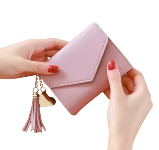 Women’s Faux Leather Wallet with Tassel Charm