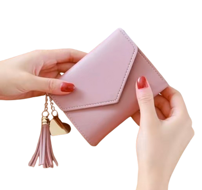 Women’s Faux Leather Wallet with Tassel Charm