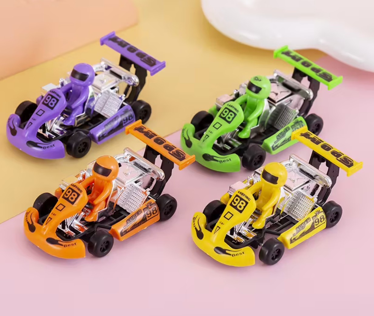 Safe Haven & CO 3-Pack Mini Pull-Back Go-Kart Racer