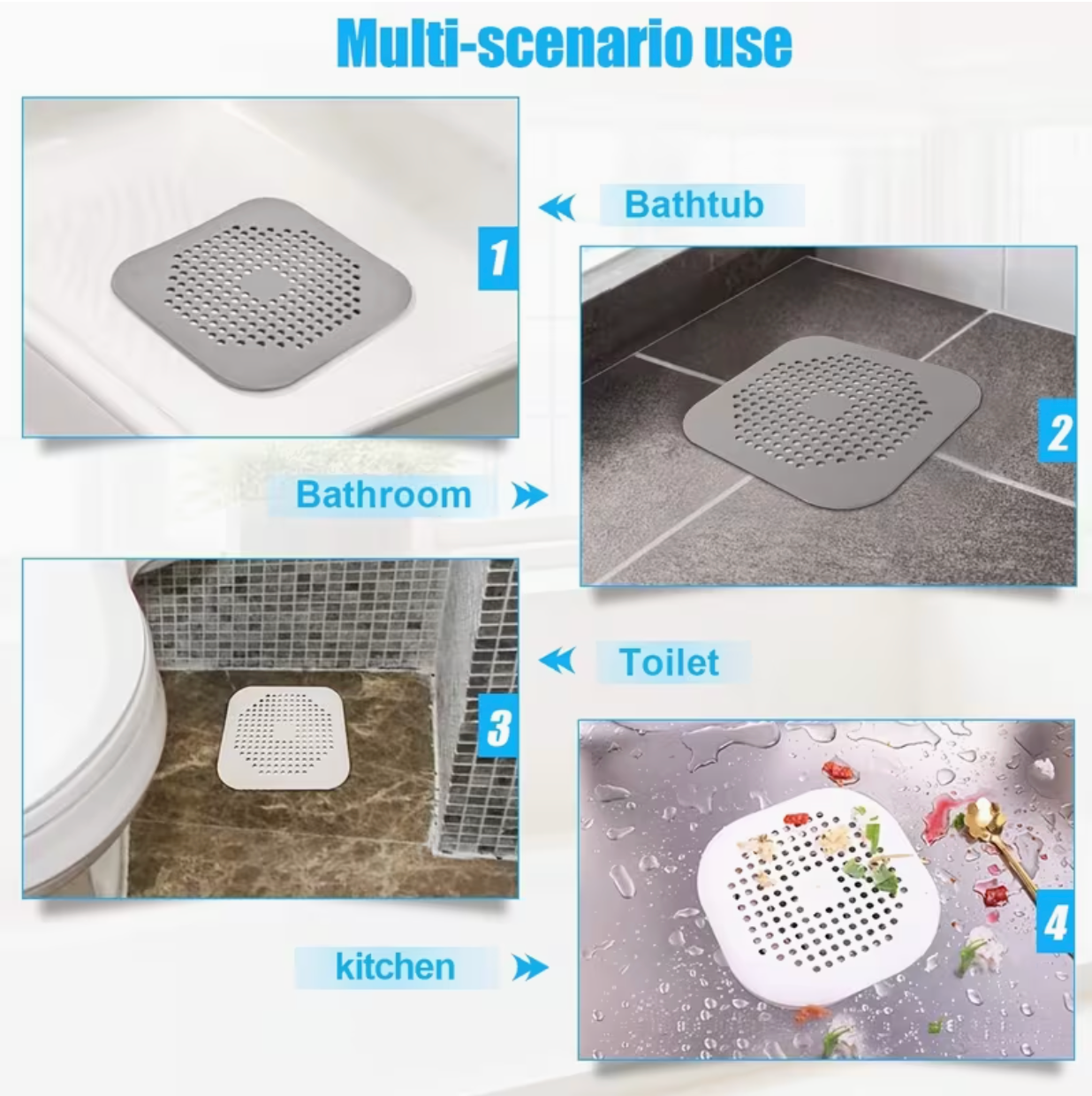 Silicone Floor Drain Hair Catcher – Anti-Blocking Drain Cover for Bathroom & Kitchen