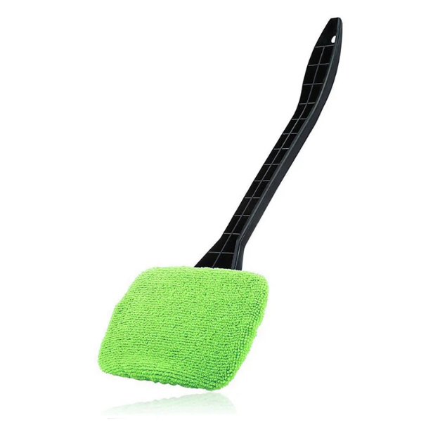 Adjustable Car Window Cleaning Tool – 180° Rotating Glass Scraper with Microfiber Pad