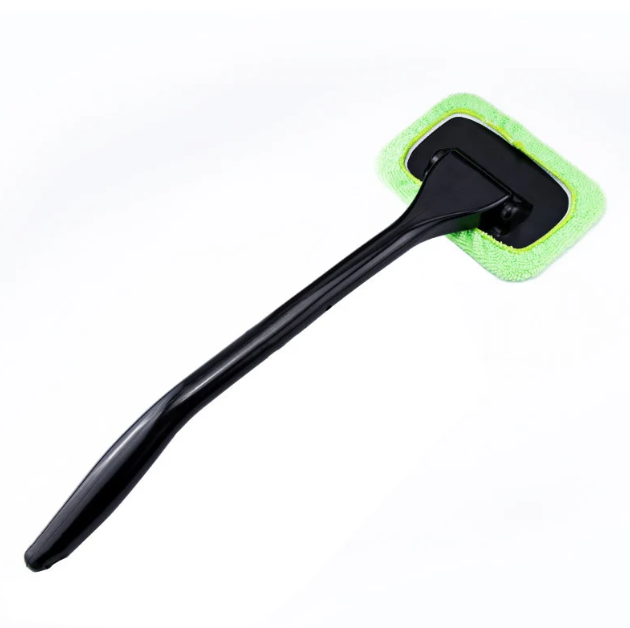 Adjustable Car Window Cleaning Tool – 180° Rotating Glass Scraper with Microfiber Pad