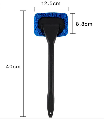 Adjustable Car Window Cleaning Tool – 180° Rotating Glass Scraper with Microfiber Pad