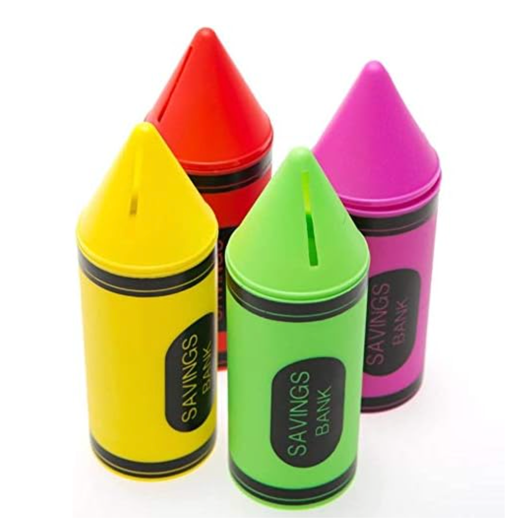 Children’s 6" Crayon Savings Bank – Assorted Colors