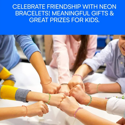 16-Piece Neon Friendship Bracelet & Ring Party Favor Set – 16 Bracelets & 16 Colorful Rings
