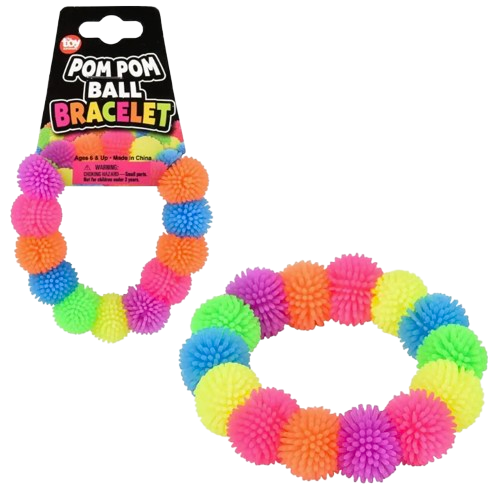 2-Pack Pom Pom Ball Bracelet Set