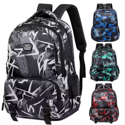 Waterproof Graffiti School Backpack – Multi-Compartment Laptop Travel Rucksack