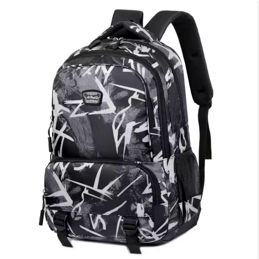 Waterproof Graffiti School Backpack – Multi-Compartment Laptop Travel Rucksack