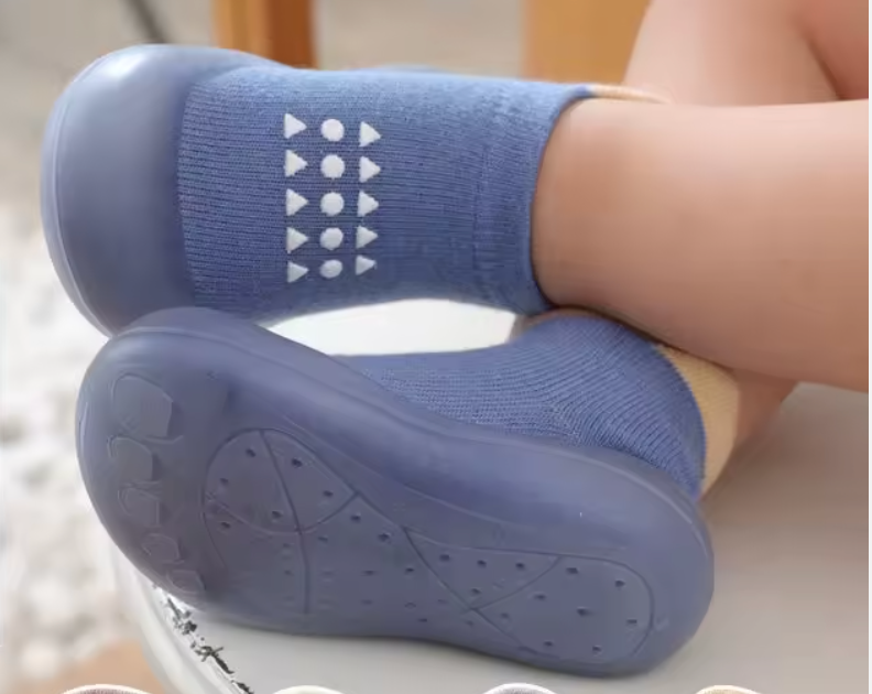 Anti-Slip Rubber Sole Cotton Knitted Toddler Sock Shoes