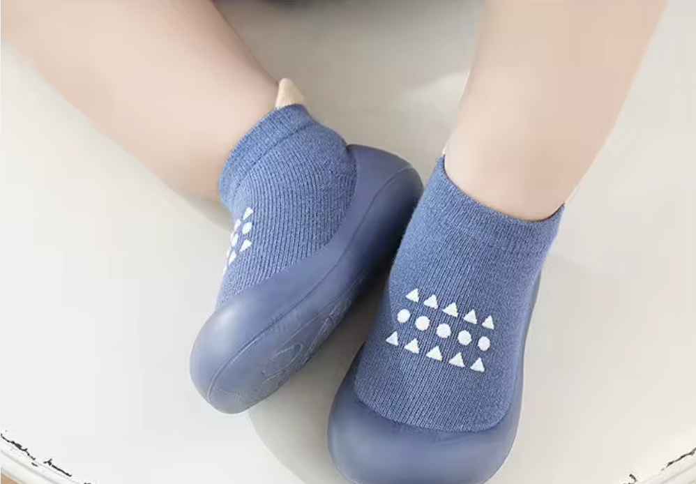 Anti-Slip Rubber Sole Cotton Knitted Toddler Sock Shoes