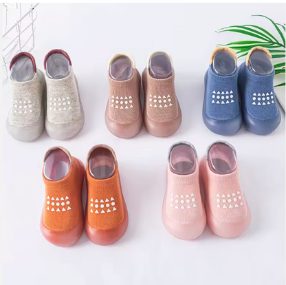 Anti-Slip Rubber Sole Cotton Knitted Toddler Sock Shoes