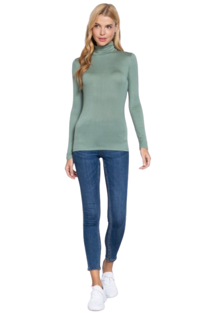 Active Basic USA Women’s Long Sleeve Turtleneck Rayon Spandex Top, Sizes S–L