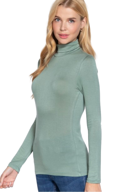 Active Basic USA Women’s Long Sleeve Turtleneck Rayon Spandex Top, Sizes S–L