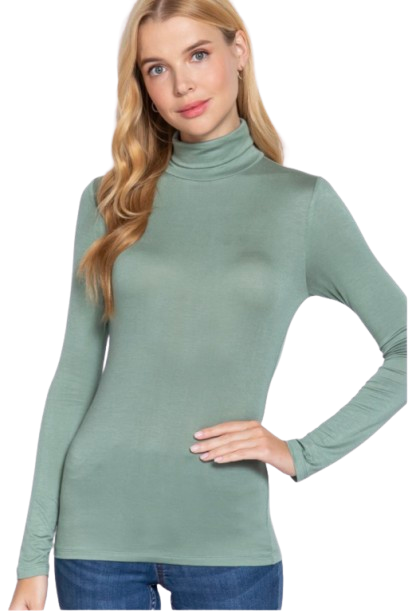 Active Basic USA Women’s Long Sleeve Turtleneck Rayon Spandex Top, Sizes S–L