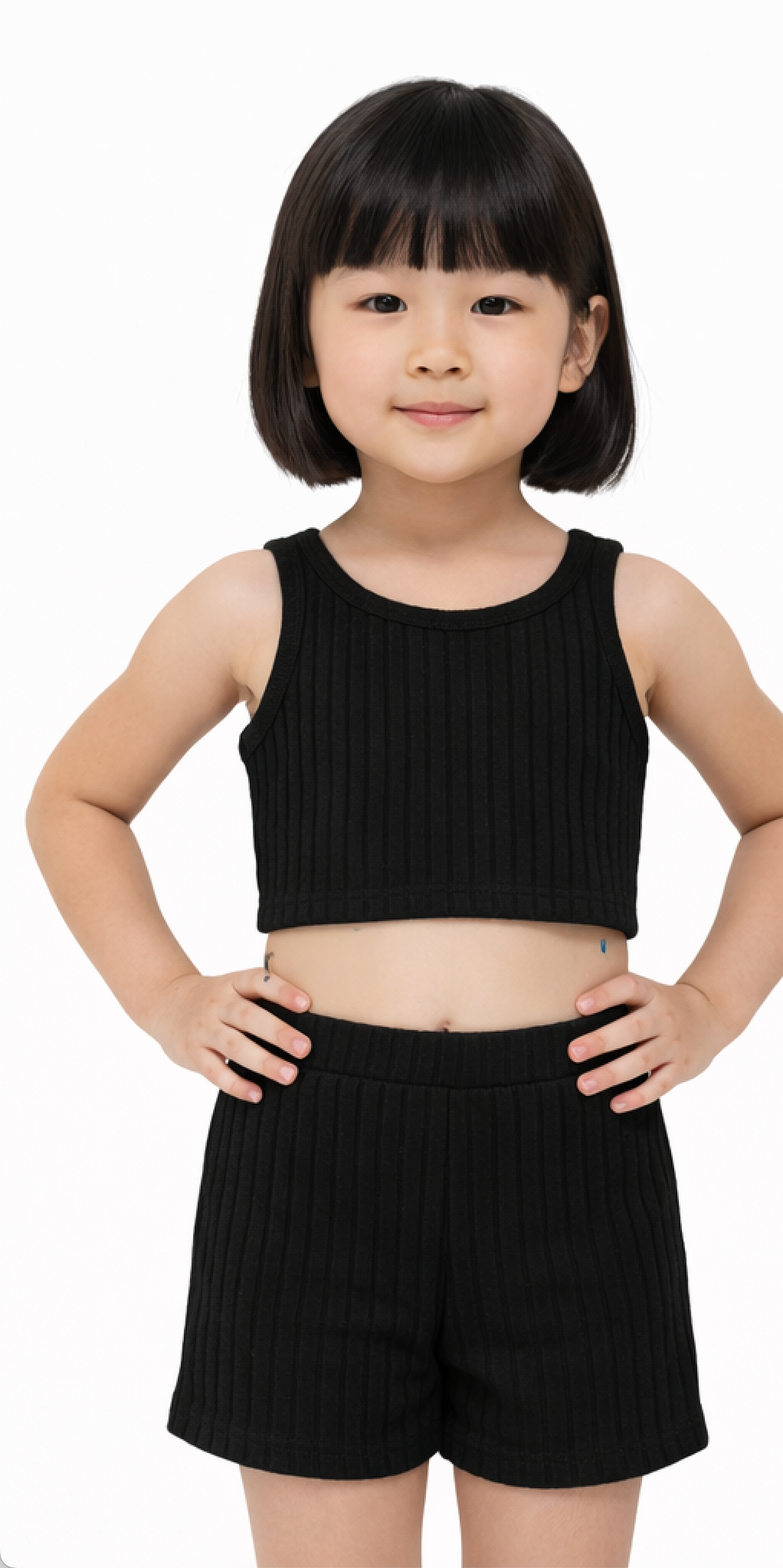 SHEIN Girls’ Ribbed Tank Top & Shorts 2-Piece Summer Set - SIZE 5Y-7Y
