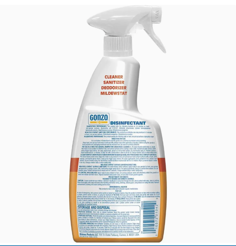 Gonzo Disinfectant Deodorizer & Cleaner, Lavender or Citrus Spray, 2-Pack (24 oz)