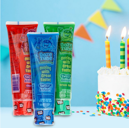 3-Pack Kidsmania Sweet Ooze Candy Tubes – Blue Raspberry, Cherry or Green Apple
