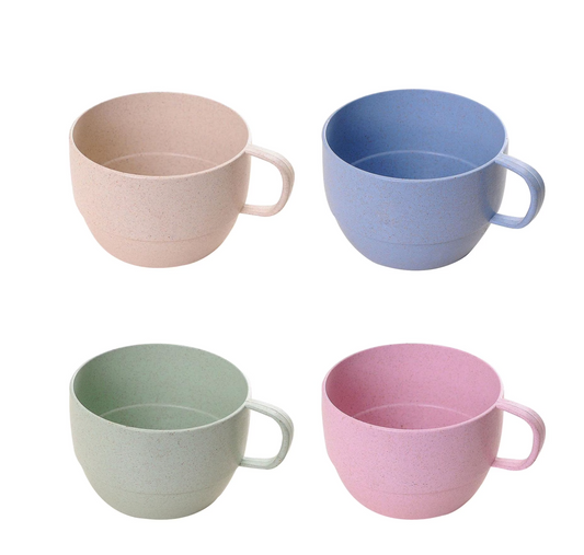 2-Pack Wheat Straw Plastic Cup with Handle