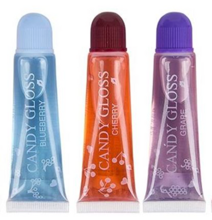 3-Pack Candy Gloss Tubes – Edible Fruity Gloss (Random Flavors)- 0.33oz