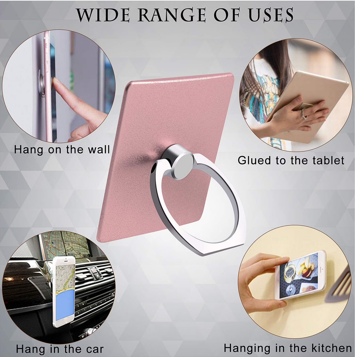 2-Pack 360° Rotating Phone Ring Holder – Square Grip Stand