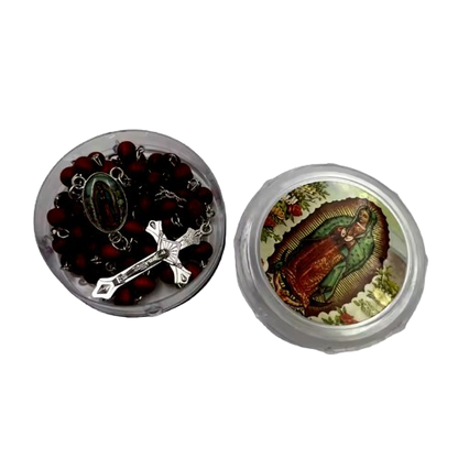 Wooden Rosary Beads Catholic Necklace with Prayer Case