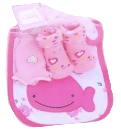 Baby Bib, Sock & Mitten Gift Set – Boys or Girls 3-Piece Matching Sets