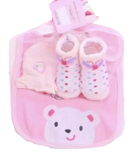 Baby Bib, Sock & Mitten Gift Set – Boys or Girls 3-Piece Matching Sets