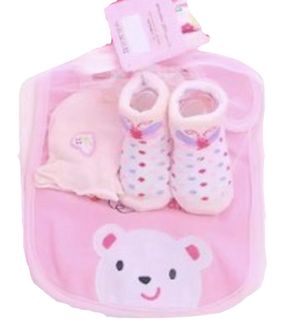 Baby Bib, Sock & Mitten Gift Set – Boys or Girls 3-Piece Matching Sets