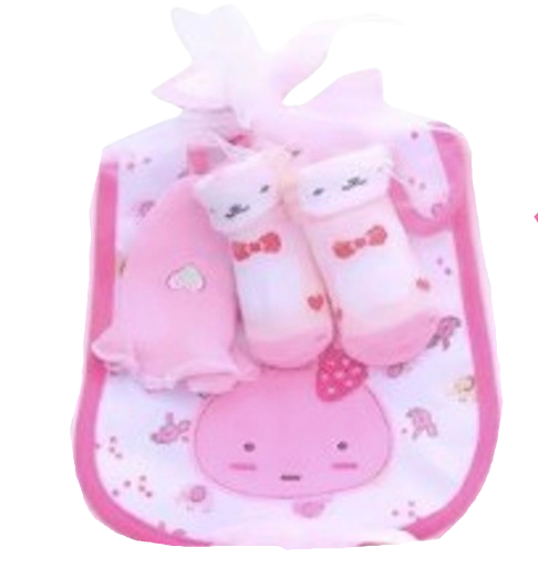 Baby Bib, Sock & Mitten Gift Set – Boys or Girls 3-Piece Matching Sets