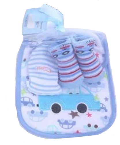 Baby Bib, Sock & Mitten Gift Set – Boys or Girls 3-Piece Matching Sets