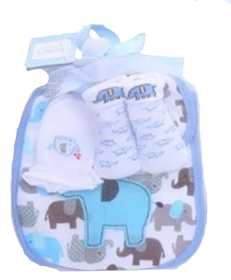 Baby Bib, Sock & Mitten Gift Set – Boys or Girls 3-Piece Matching Sets