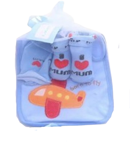 Baby Bib, Sock & Mitten Gift Set – Boys or Girls 3-Piece Matching Sets