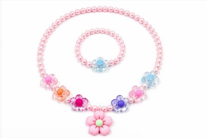 Kids Flower Beaded Jewelry Set – 2 Pieces