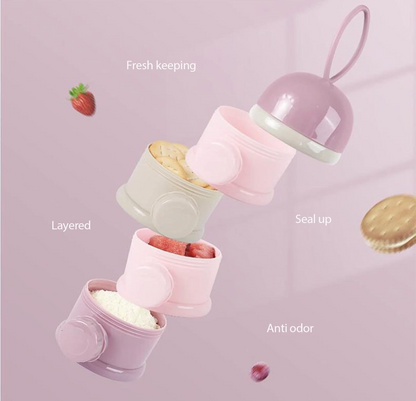 4-Layer Portable Toddler Snack Container & Milk Powder Dispenser with Side Openings