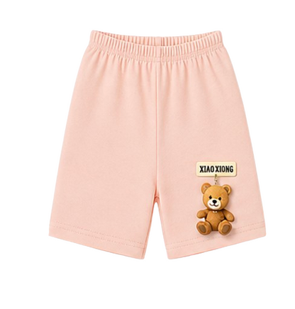 Girls’ Soft Cotton Hanging Teddy Bear Shorts – 2-PacK
